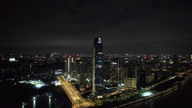 广州保利发展广场夜景灯光航拍